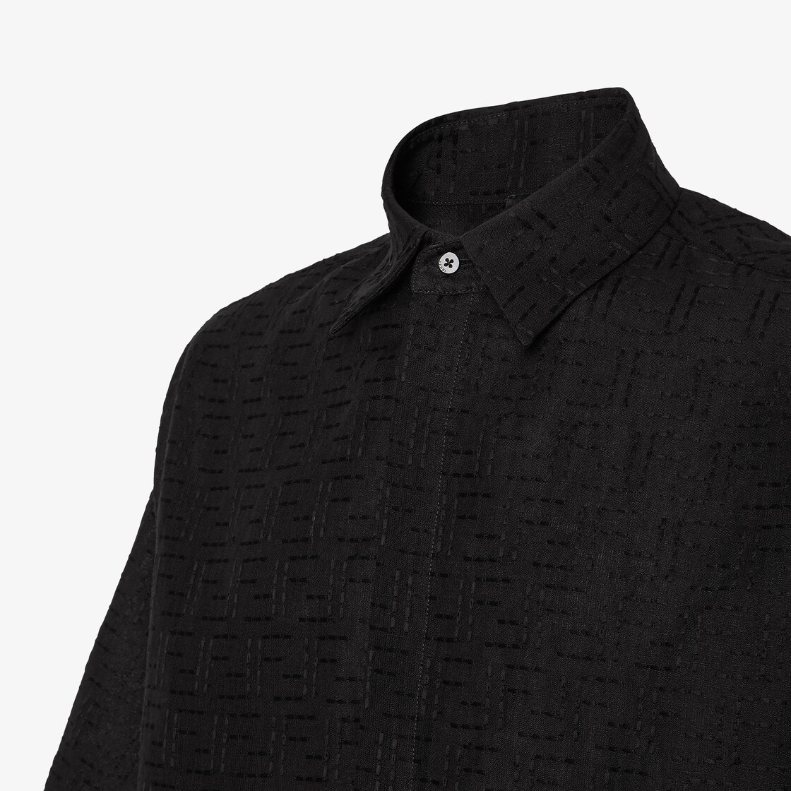 Shirt Black linen FF jacquard shirt Black - Image 3/4