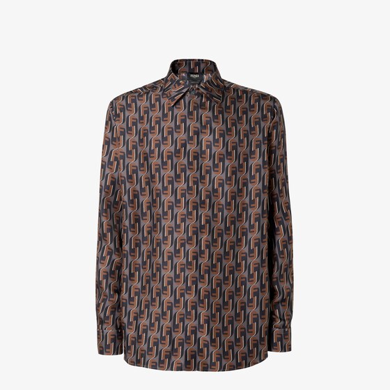 Fendi Nity Print Silk Long-sleeved Shirt In Multi