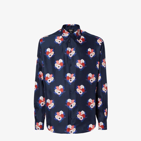 Fendi Oversized shirt with bowling collar and long sleeves