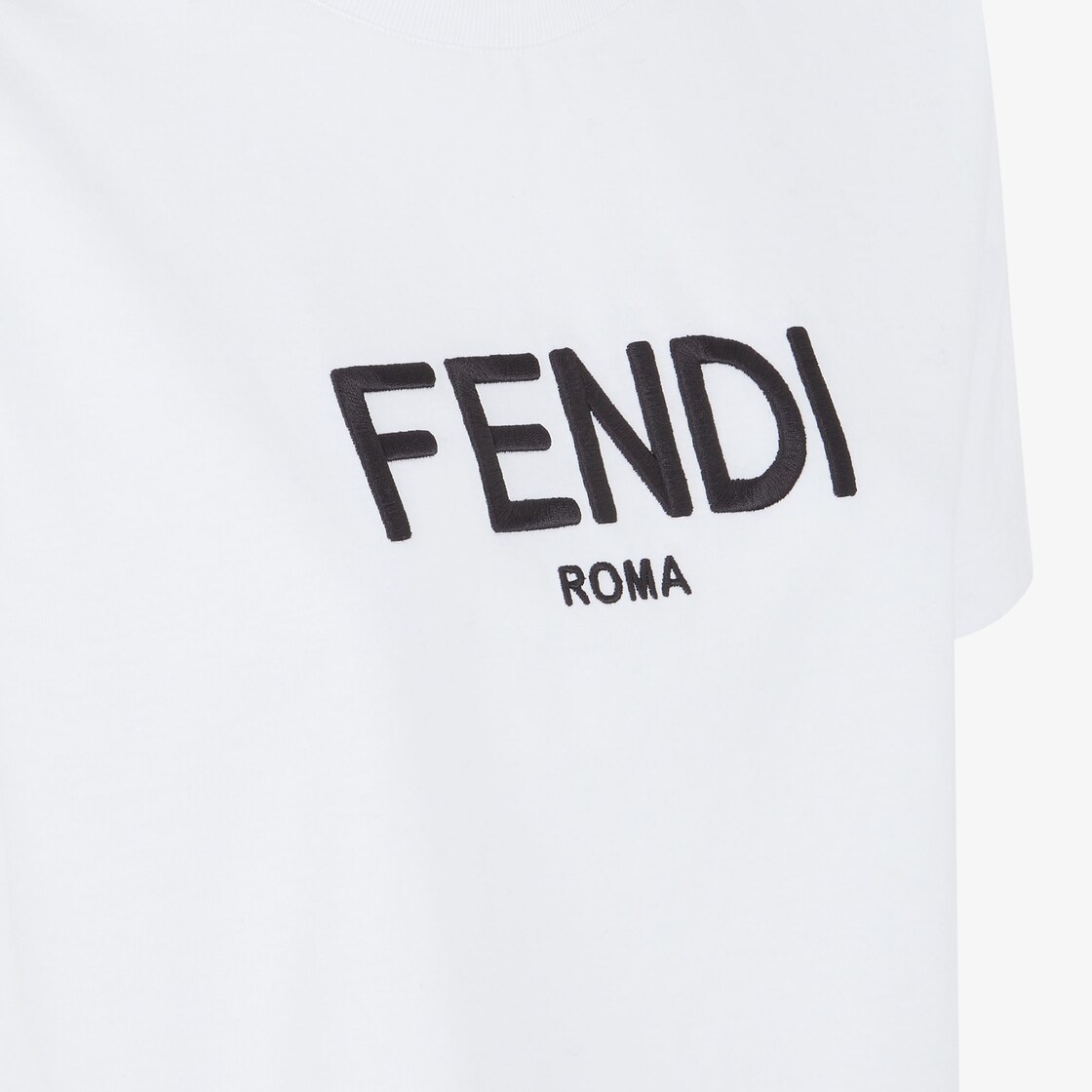 Luxury men's T-Shirt - White T-Shirt with FF applications in Vichy fabric