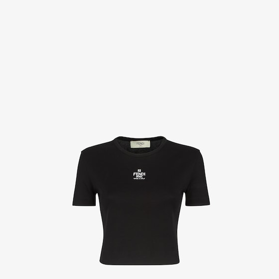 Fendi Women Black Stretch Cotton T-shirt In Black