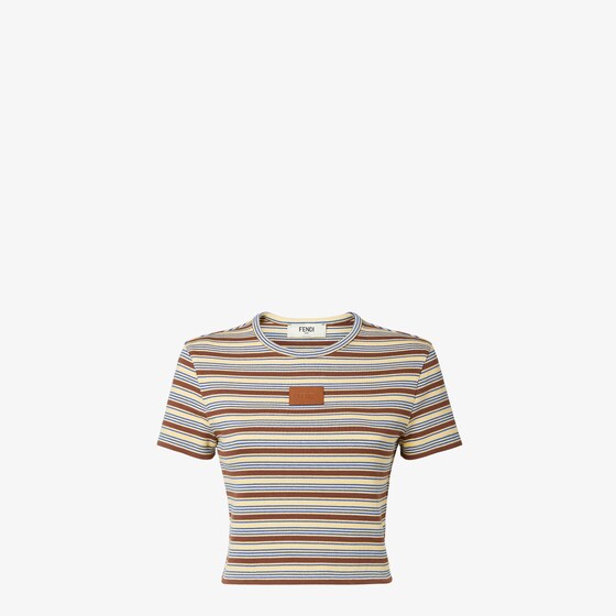 Fendi Cropped slim-fitting top with crew neck and short sleeves
