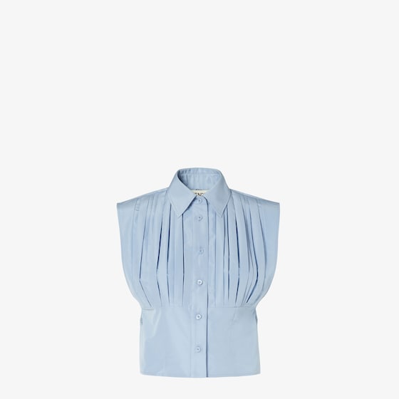 Fendi Short sleeveless top with shirt collar and side slits