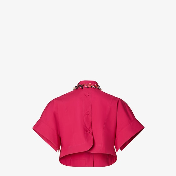 Fendi Cropped shirt with short cocoon sleeves and left-side patch | Thumbnail 2