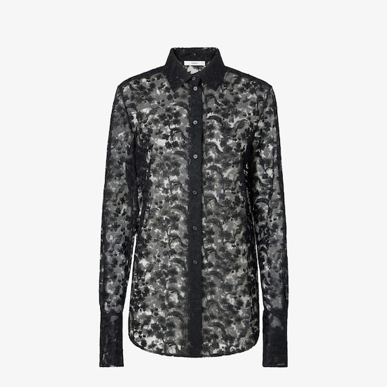 Fendi Regular-fit shirt in black faded-effect Peonia lace