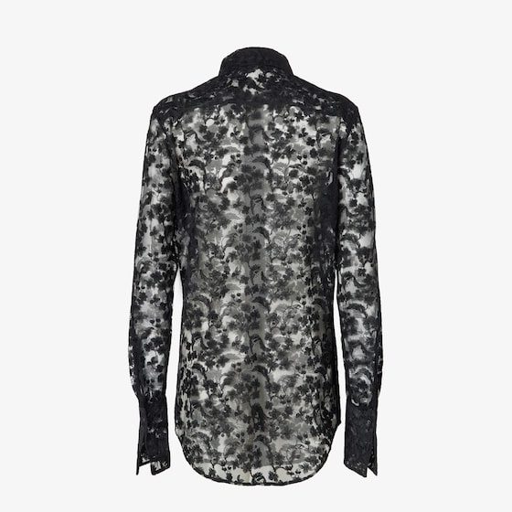 Fendi Regular-fit shirt in black faded-effect Peonia lace | Thumbnail 2