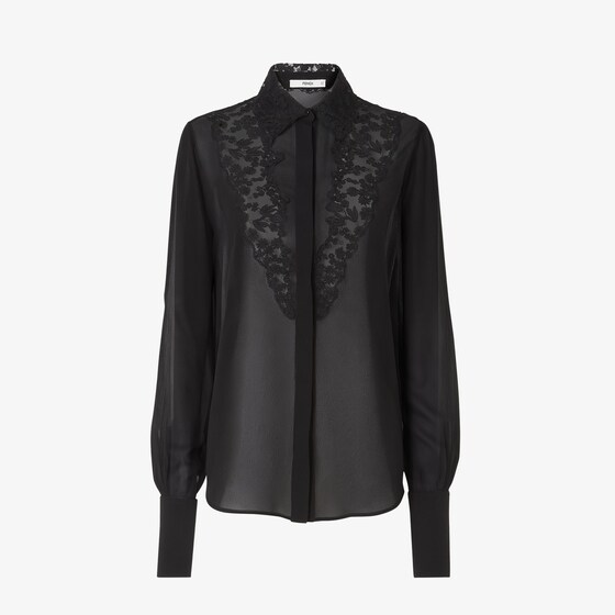 Fendi The lightweight georgette of this slim-fit shirt is