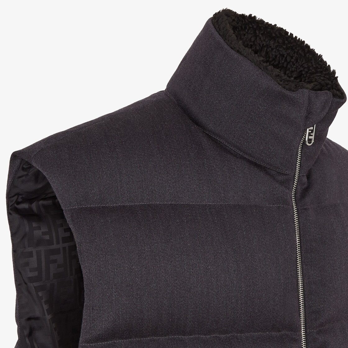 Vest Black wool twill gilet Black - Image 3/4