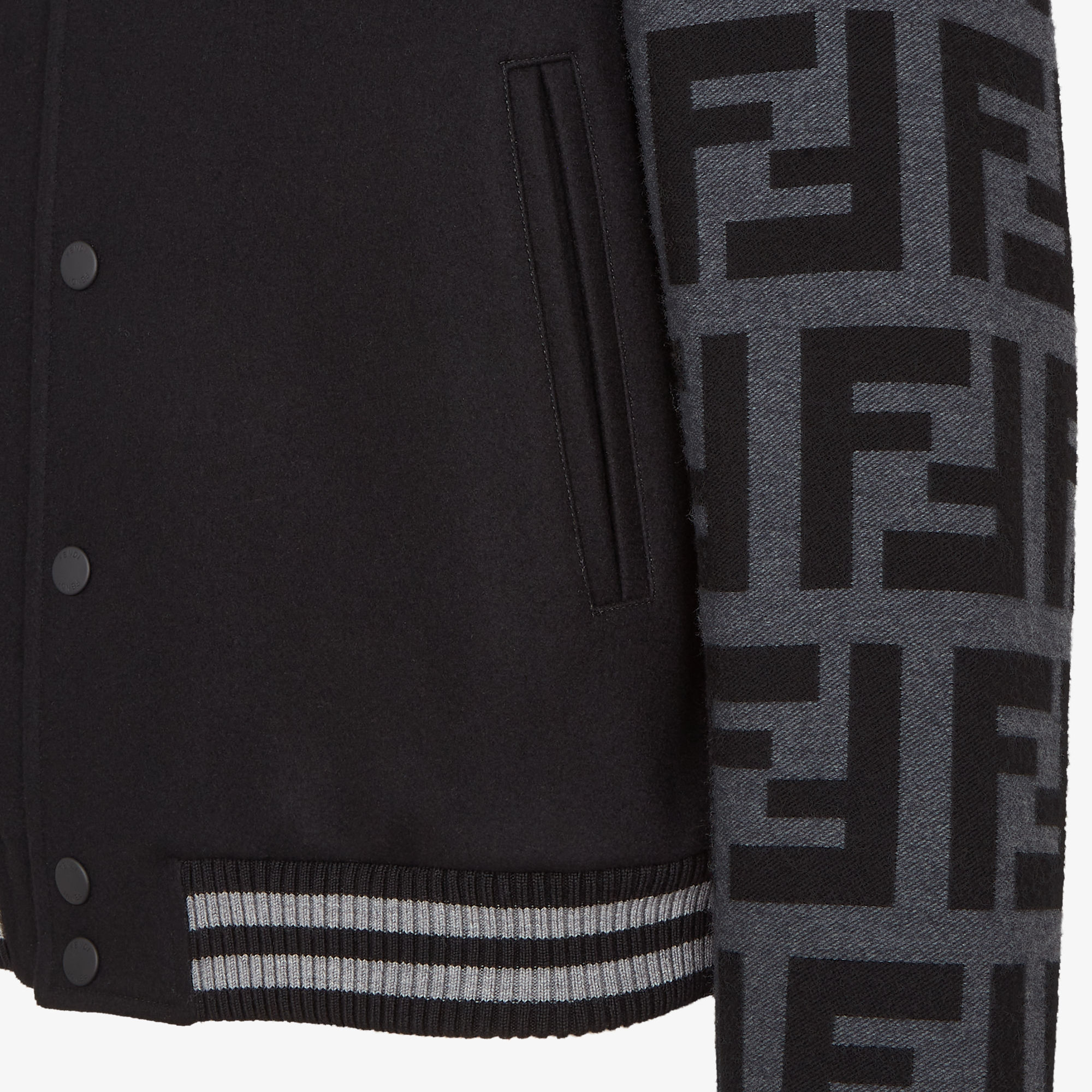 【FENDI】24FW＊レザーポケット付き ブラック ウール ブルゾン Blouson Fur Multicolor | Fendi