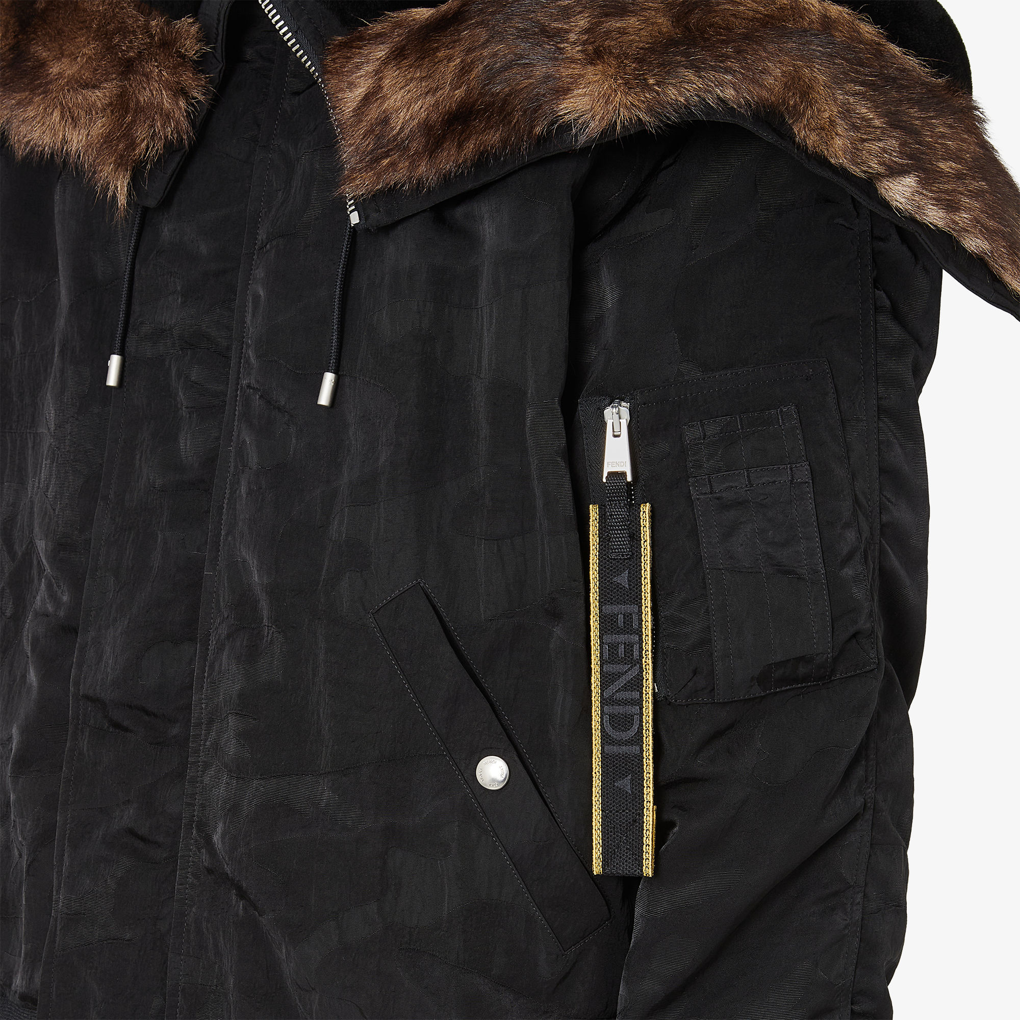 펜디 블루종 블랙 패치워크 나일론 봄버 재킷 FW1466AME6F0QA1