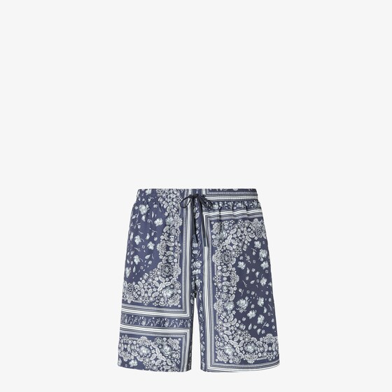 Fendi Bandana Print Swimsuit With Elastic Waistband In Blue