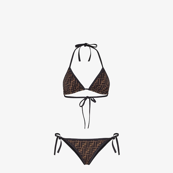 Fendi Two-piece swimsuit with triangle top and briefs with side