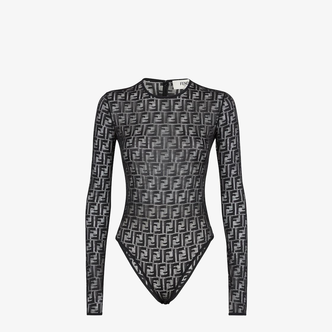 Black Ribbed Bodysuit With Aztec Trim Fendi Inspired Leotard –