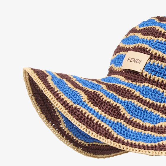 Fendi Wide-brimmed hat made of cotton yarn and raffia, crafted | Thumbnail 2