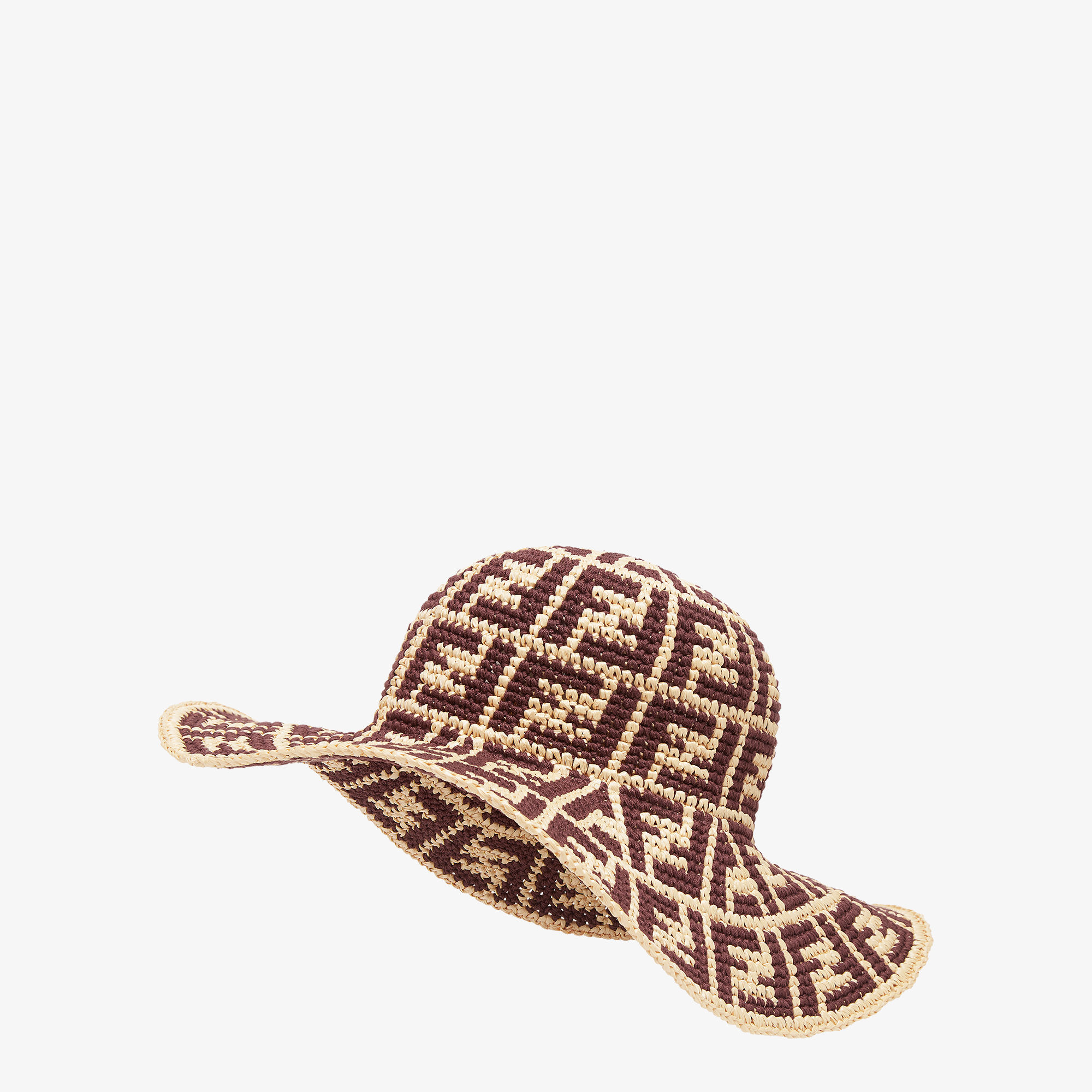 ハット FENDI Embroidered Cotton Blend And Raffia Hat FF LOGO MOTIF RAFFIA BUCKET HAT | The Webster