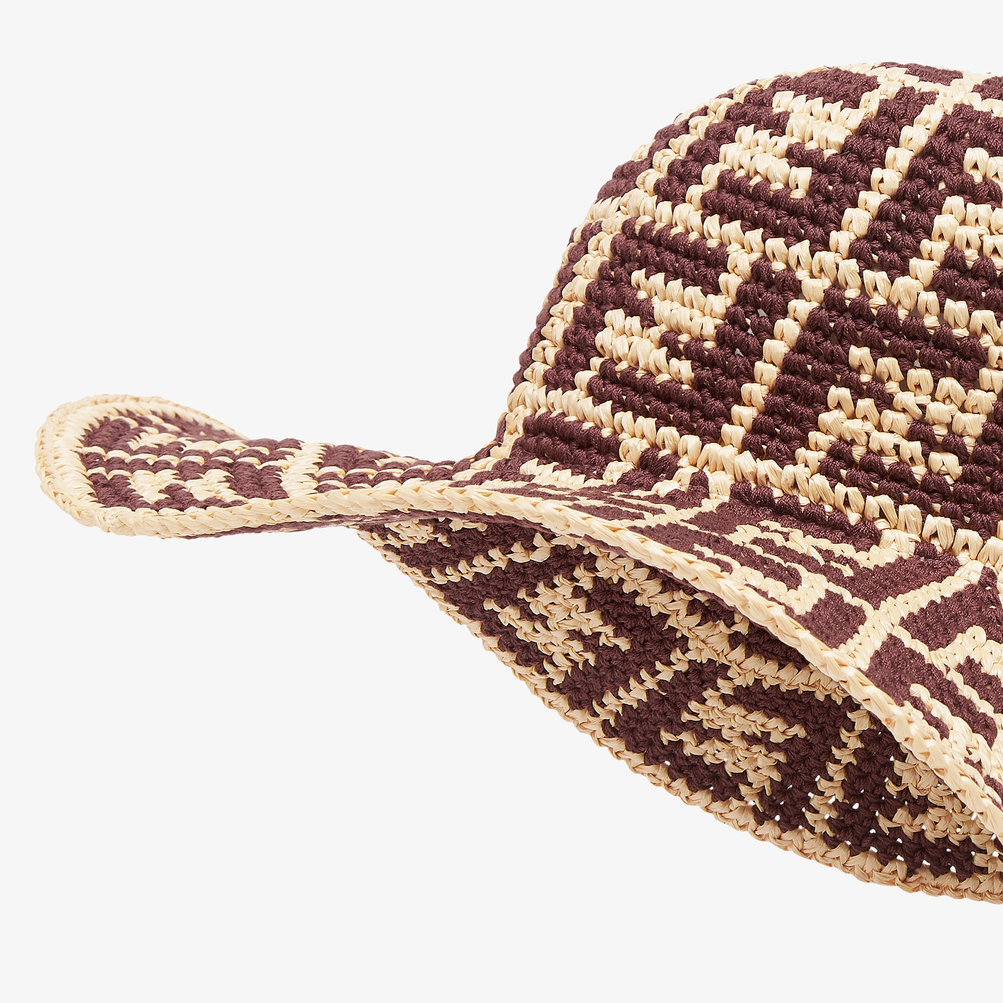 【関税＆送料込み】Fendi Hand-Woven Viscose And Cotton Hat Hat Cotton Brown | Fendi