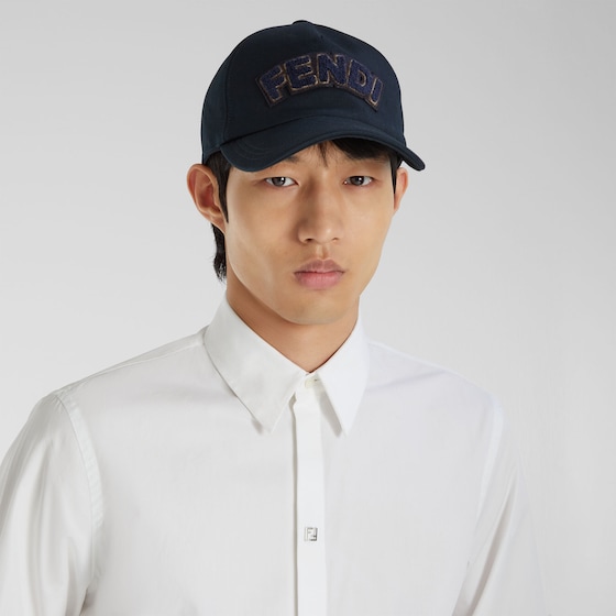 Fendi Baseball cap with semi-stiff peak made entirely of blue | Thumbnail 3