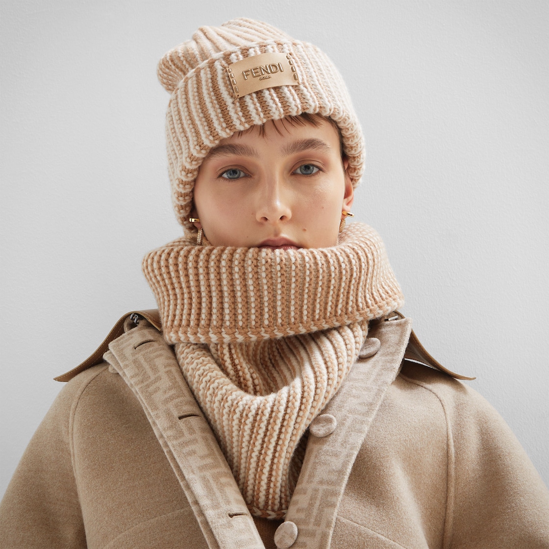 Shop Women s Designer Beige Hats Gloves FENDI US