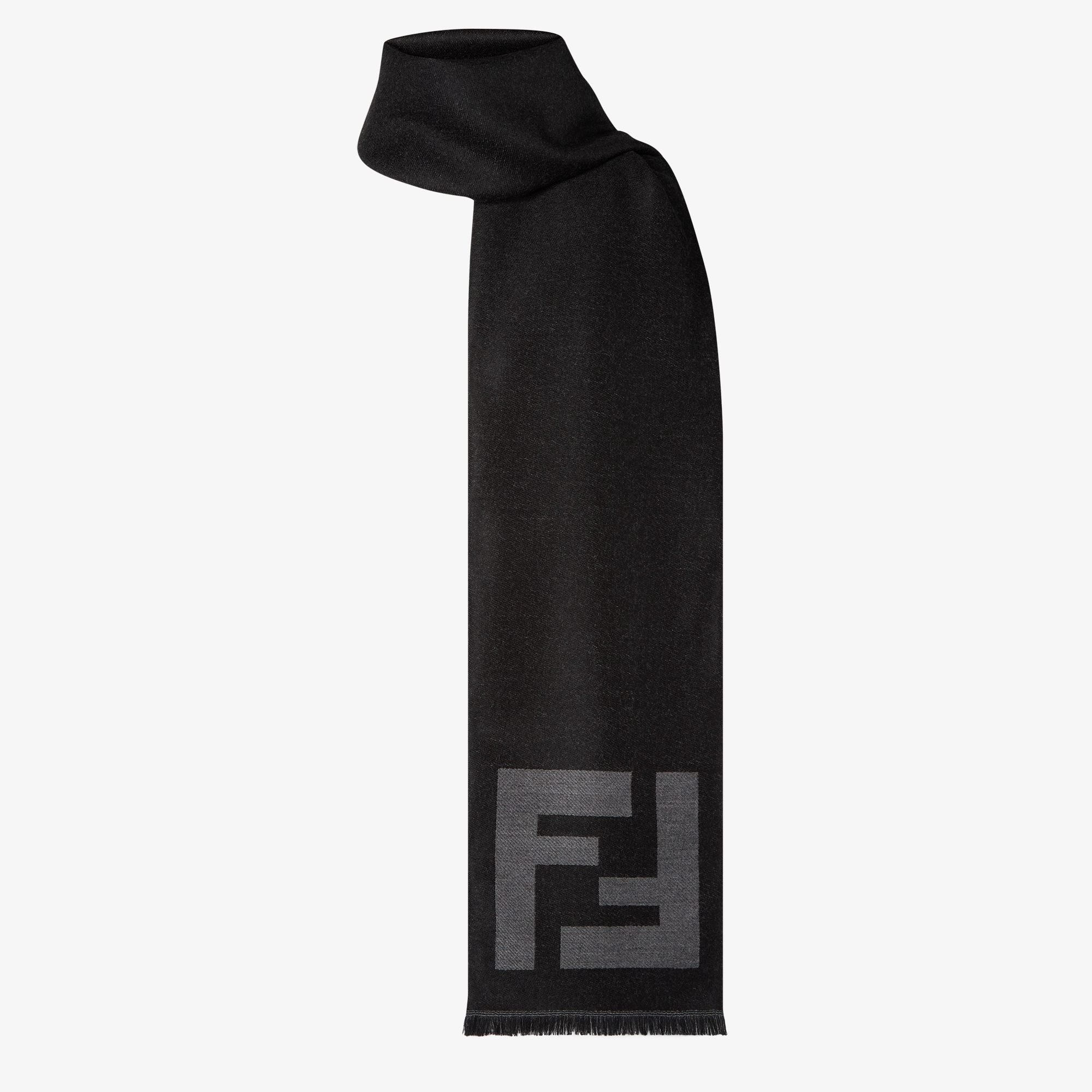 Fendi ロゴ入り 黒 マフラー FENDI（フェンディ）マフラー 黒 サイズ:- メンズ/2200558860134
