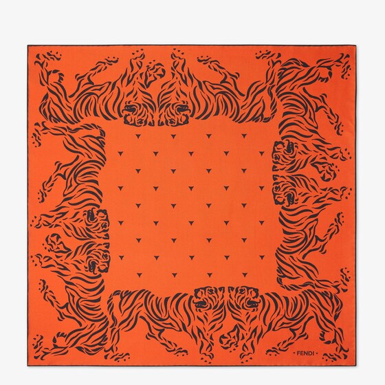 Fendi A square foulard featuring a stencil-effect archive Tiger