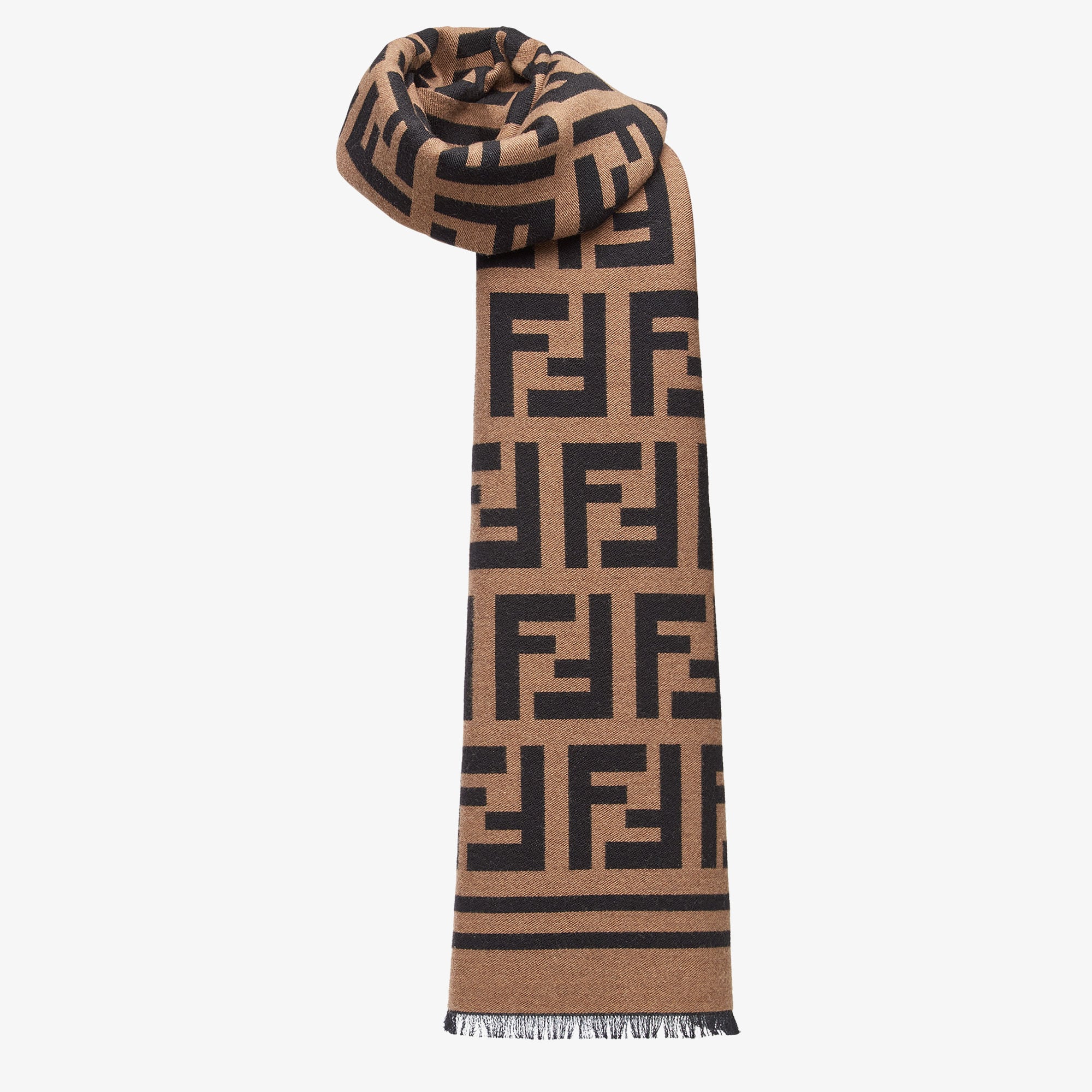 Scarf Beige wool and silk scarf Fendi