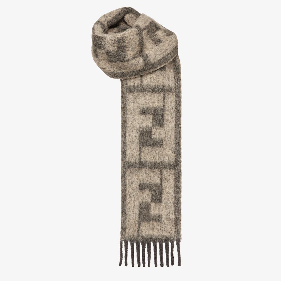 Fendi beige wool store and silk scarf