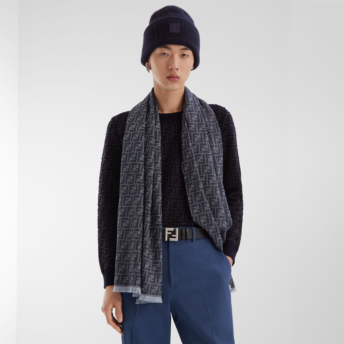 Scarf Wool Blue Fendi