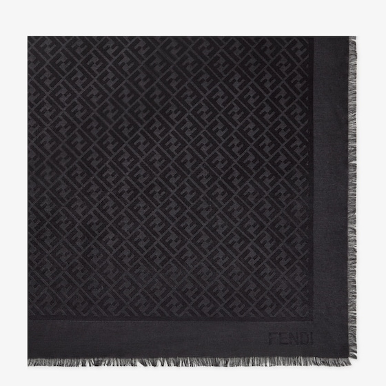 Fendi Ff Monogram-print Scarf In Black