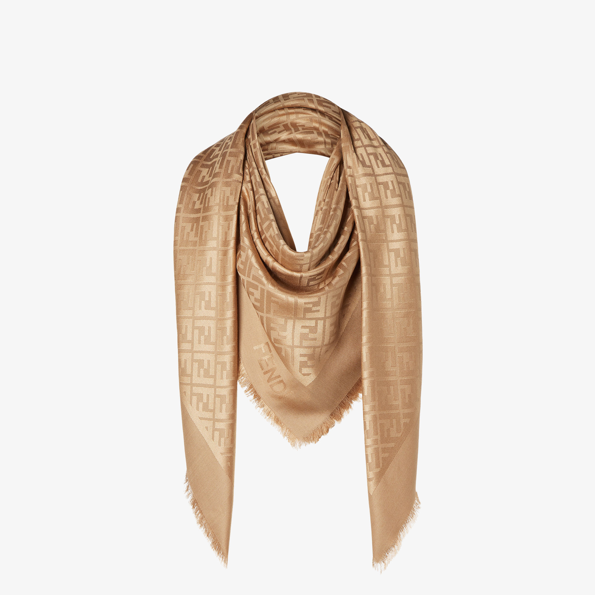 FF Shawl Silk and wool Brown | Fendi