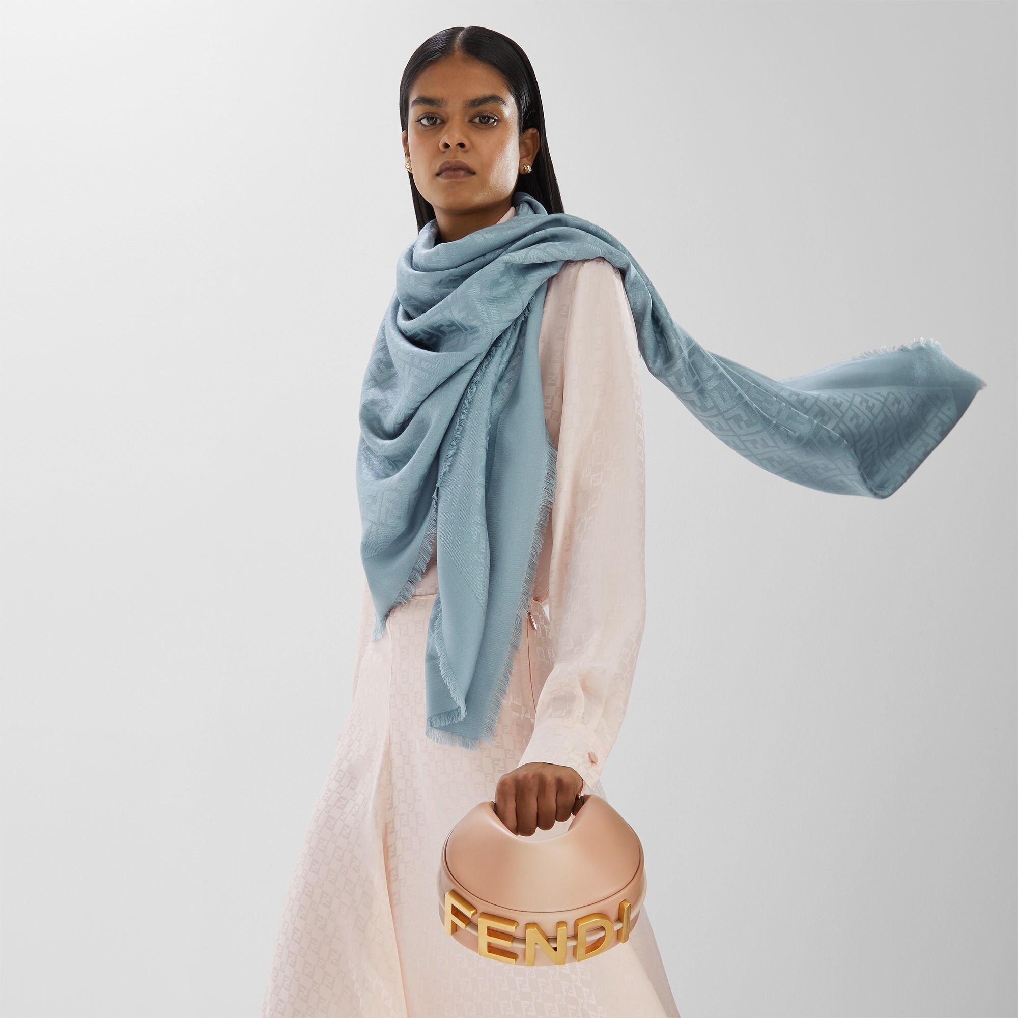 FF Shawl Silk and wool Blue | Fendi