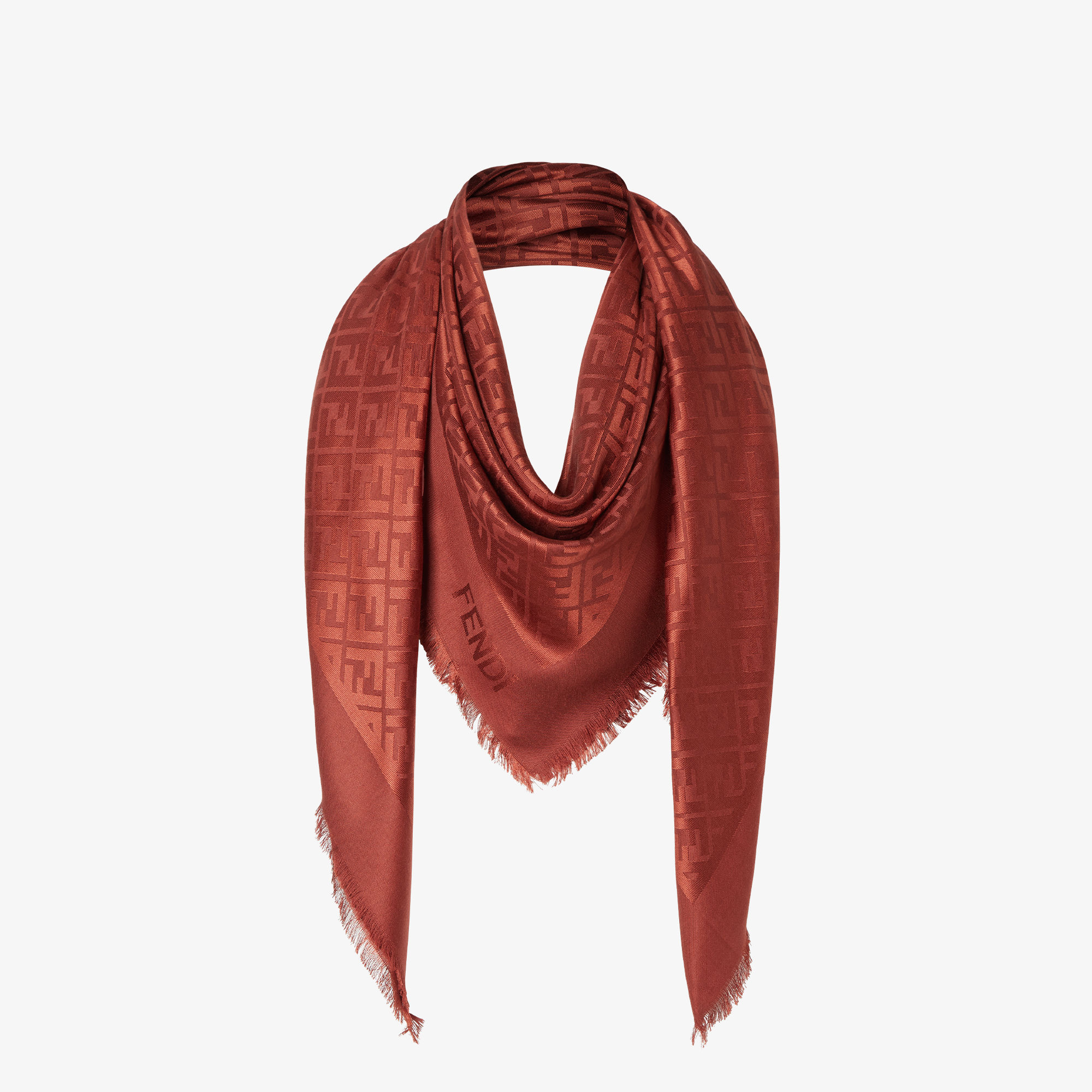 FF Shawl Silk and wool Brown | Fendi