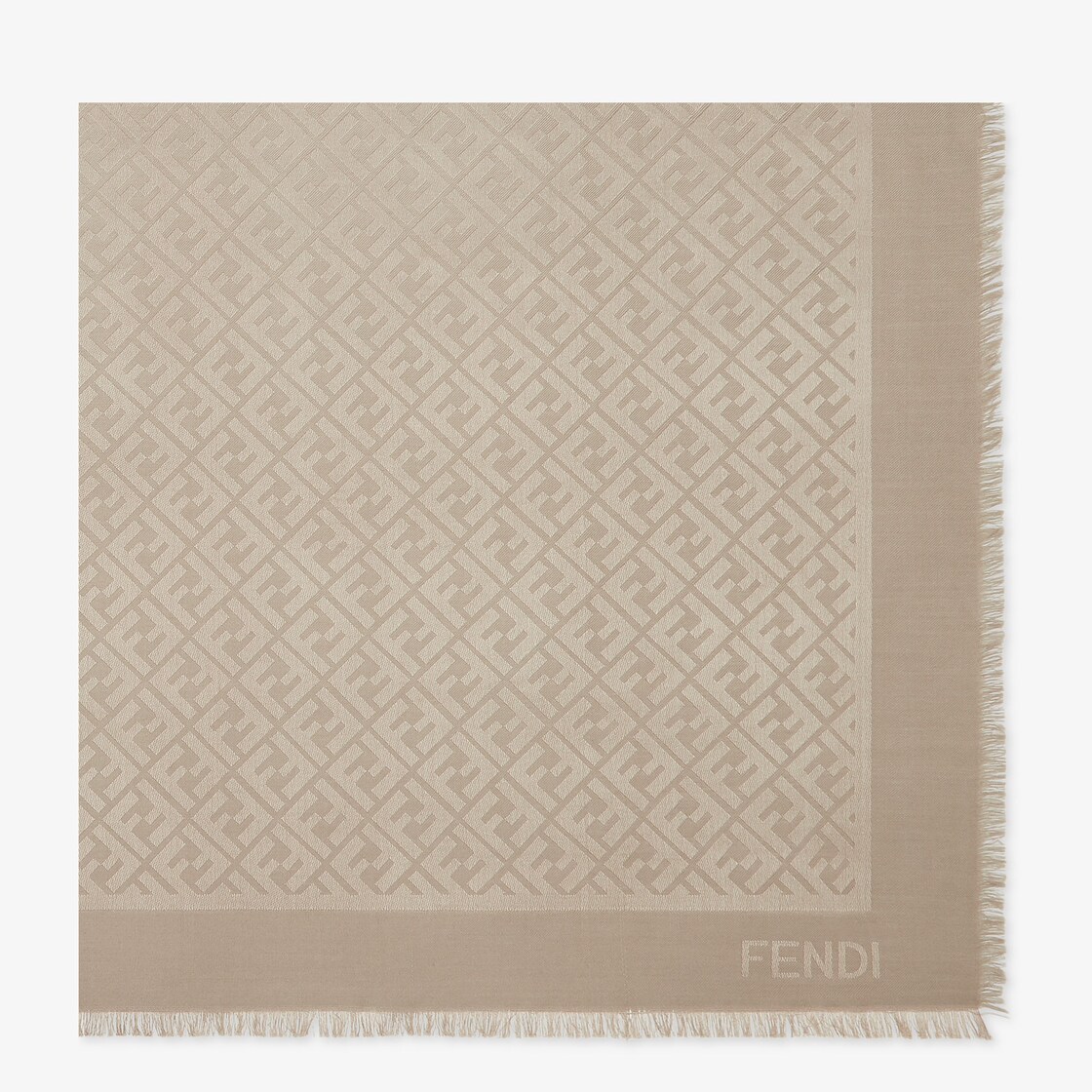 Fendi beige wool store and silk scarf