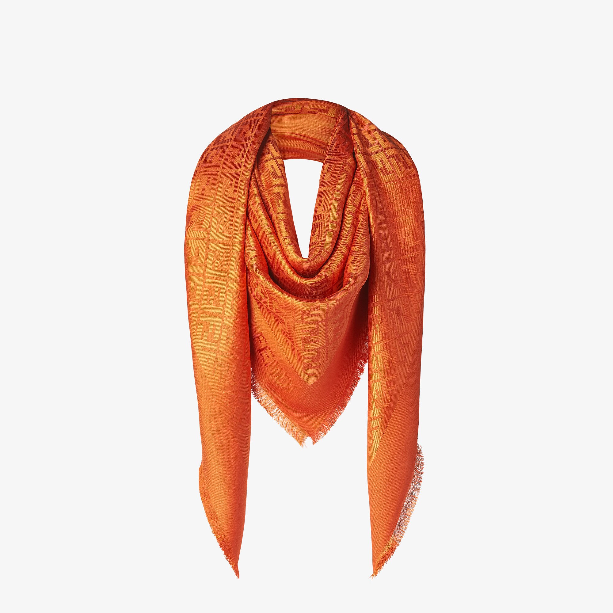 Fendi - Printed wool and silk blend shawl black - The Corner