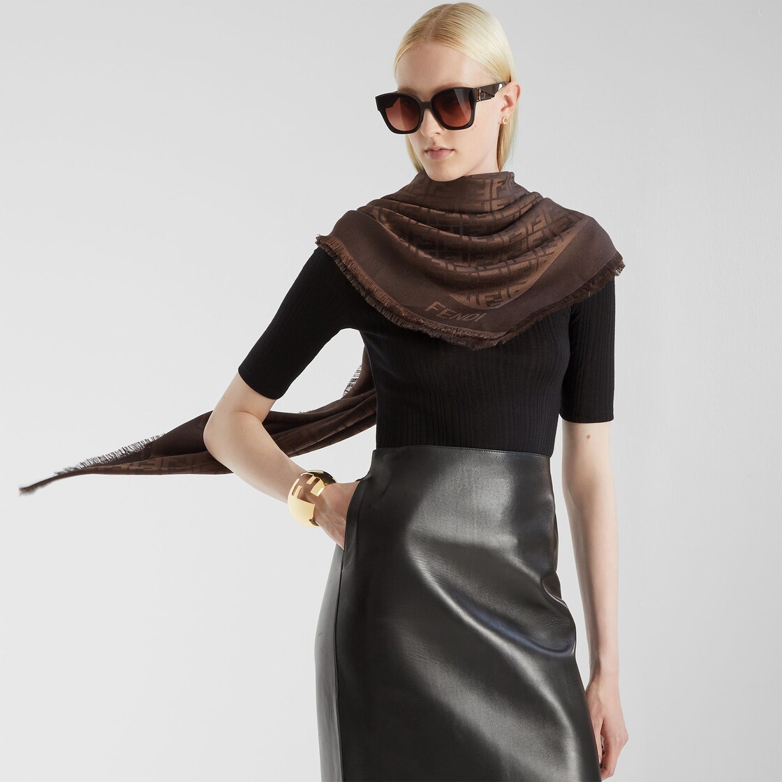 FF Shawl Silk and wool Brown - Image 4/4