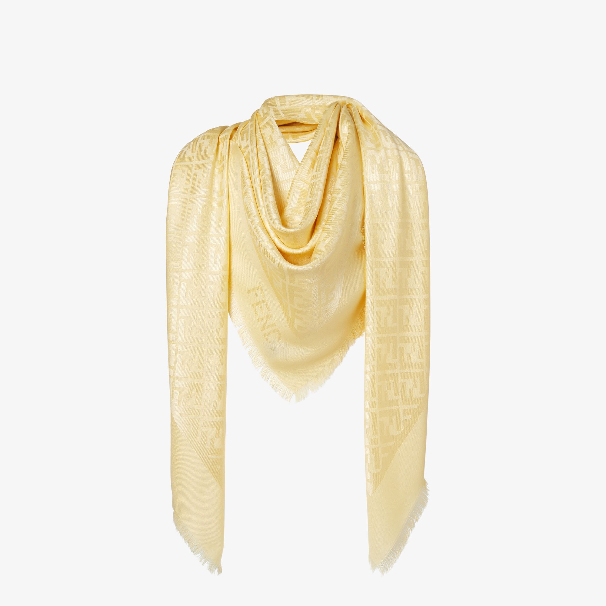 FENDI ヴィンテージ　シルクストールスカーフ　イエロー FF Shawl - Yellow | FENDI US