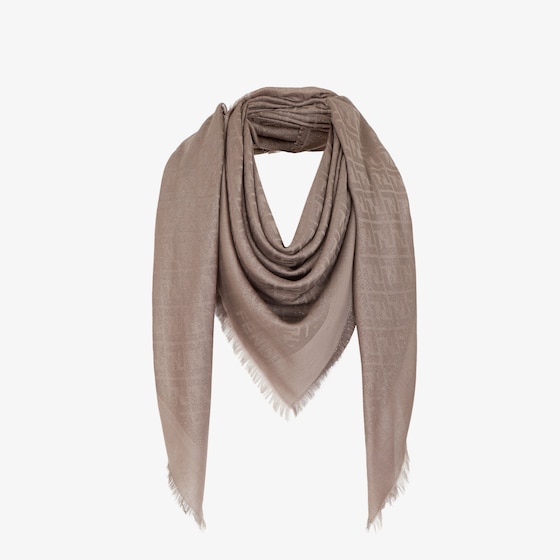 Fendi Large square shawl made in a soft, dove grey wool and silk | Thumbnail 2
