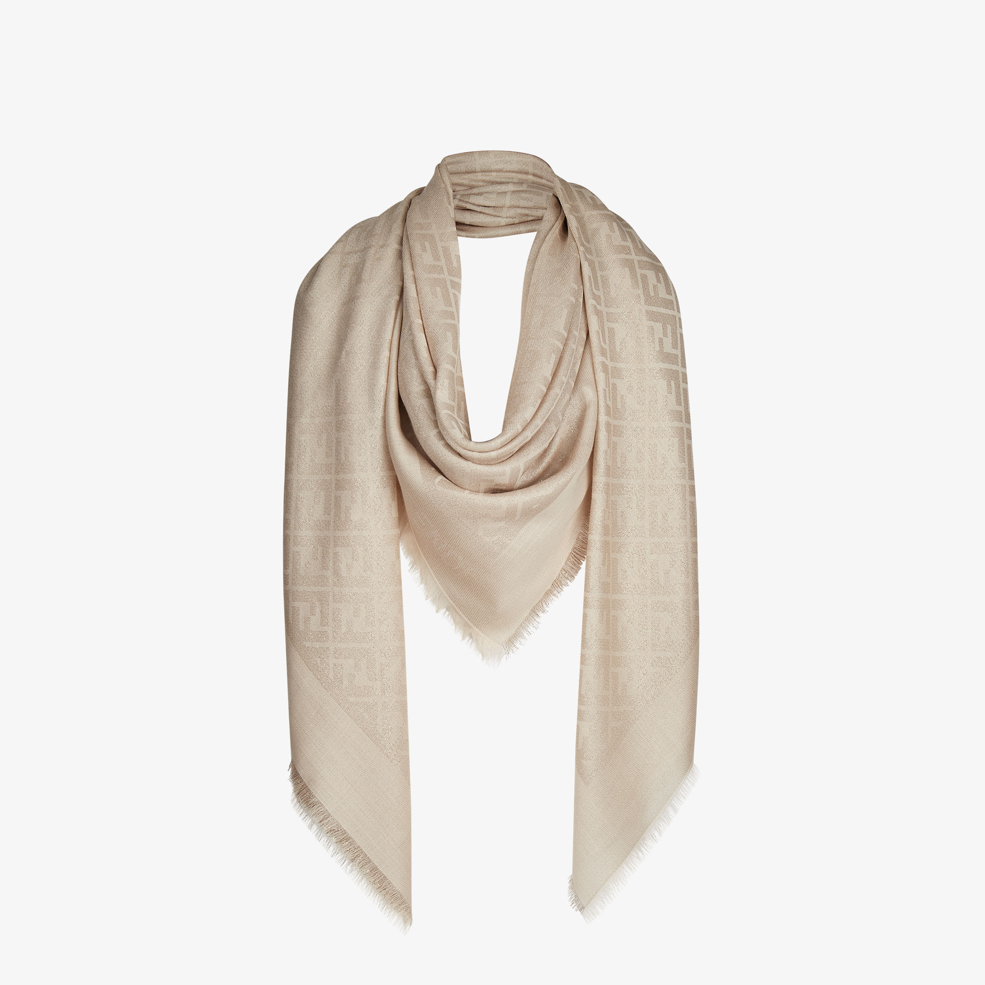 Fendi Large square shawl made in a soft, cream wool and silk | Thumbnail 2