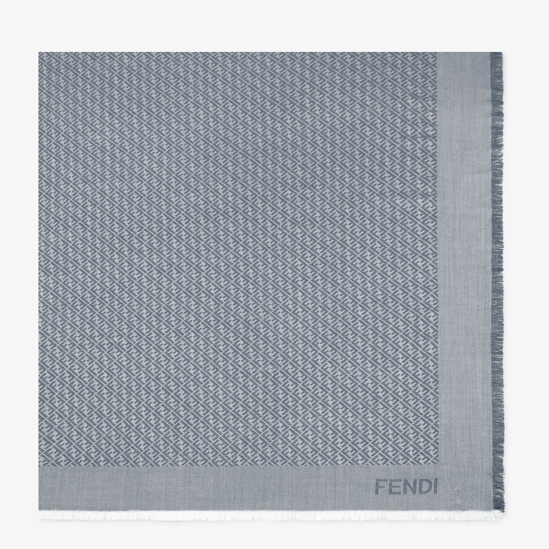 FENDI: poncho in wool and silk blend with FF jacquard pattern - Grey