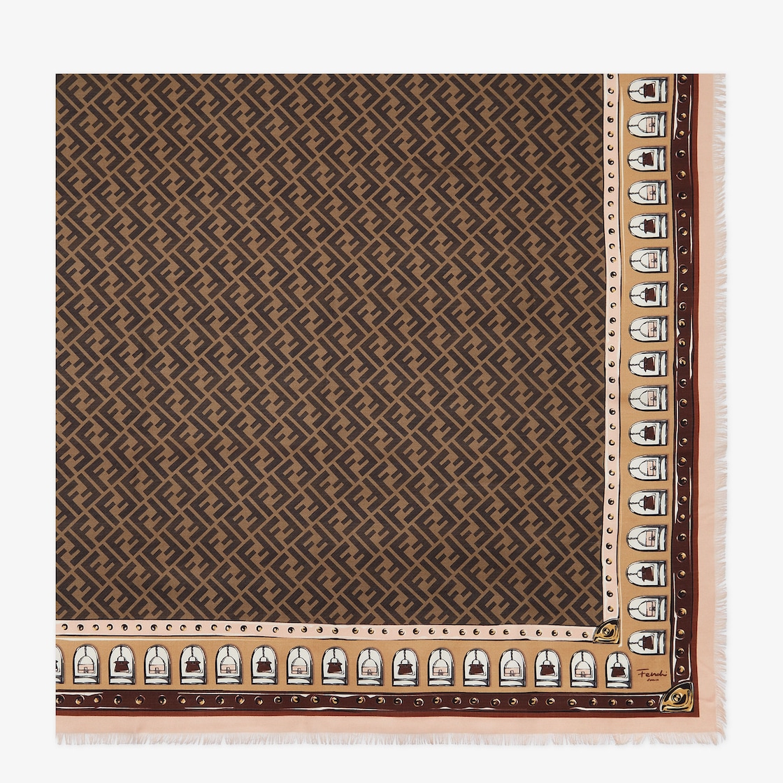 Shop Fendi Brown Fendirama Foulard Scarf in Silk Twill for Women, Ounass  UAE