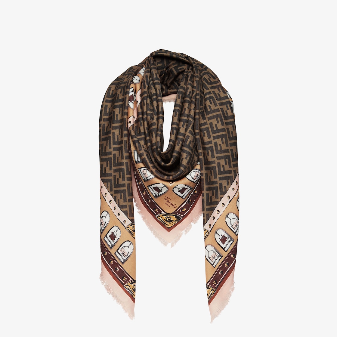 Shop Fendi Brown Fendirama Foulard Scarf in Silk Twill for Women, Ounass  UAE