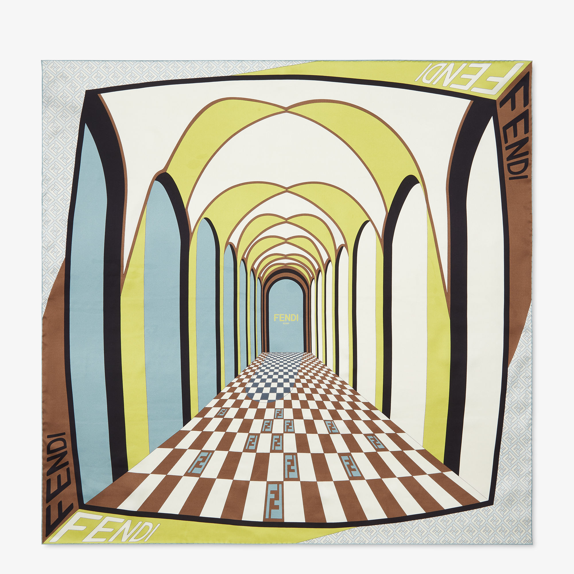 FENDI マルチカラースカーフ 約85cm x 80cm Fendi Foulard Silk Multicolor | Fendi