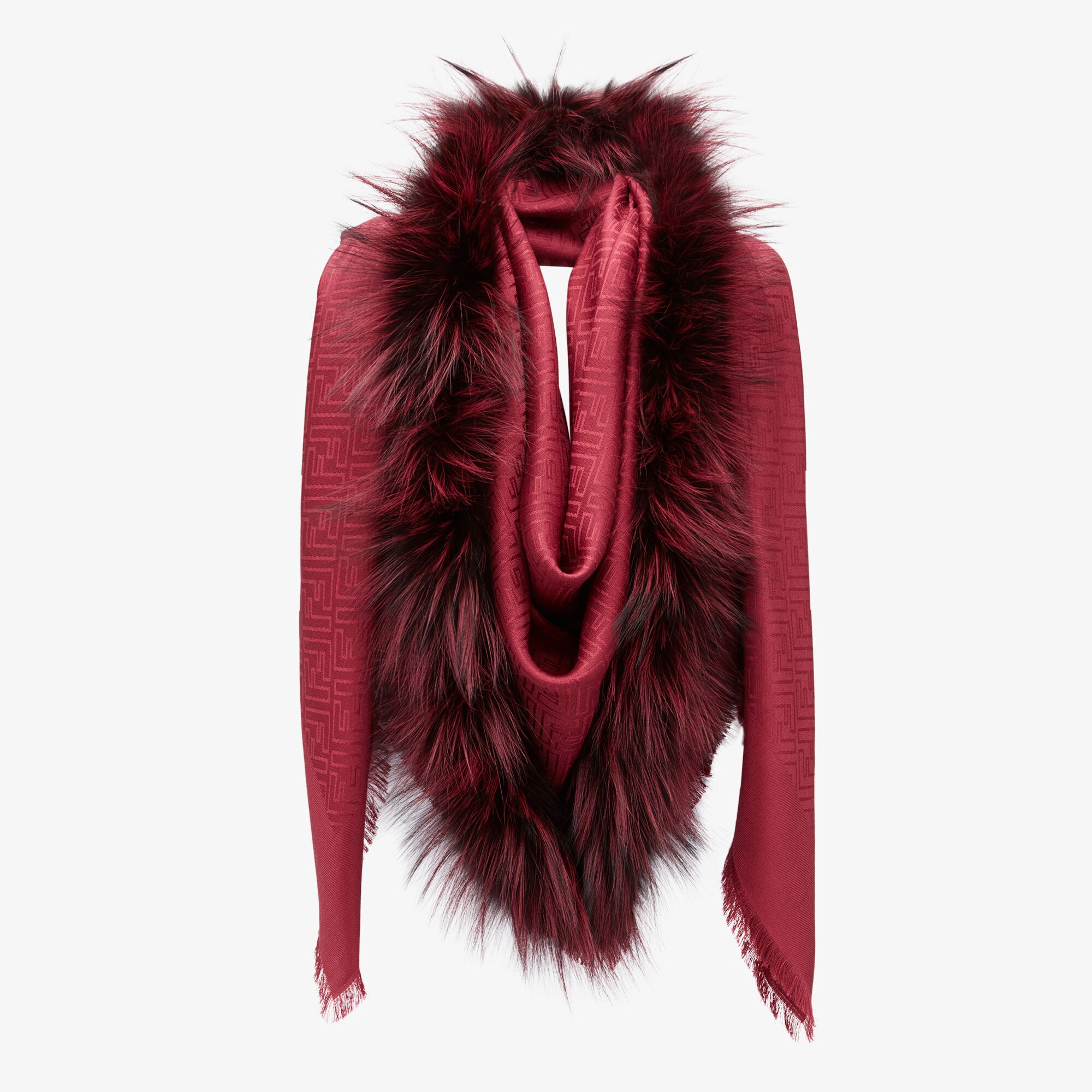 Touch Of Fur ShawlRed silk and wool shawl