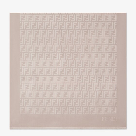 Fendi Large rectangular stole made of dove grey organic silk