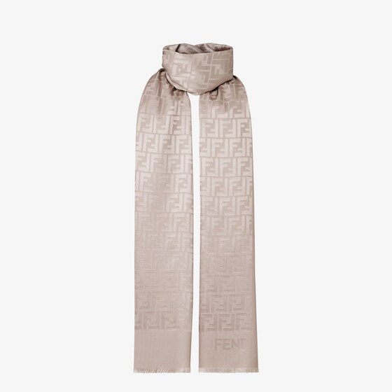 Fendi Large rectangular stole made of dove grey organic silk | Thumbnail 3