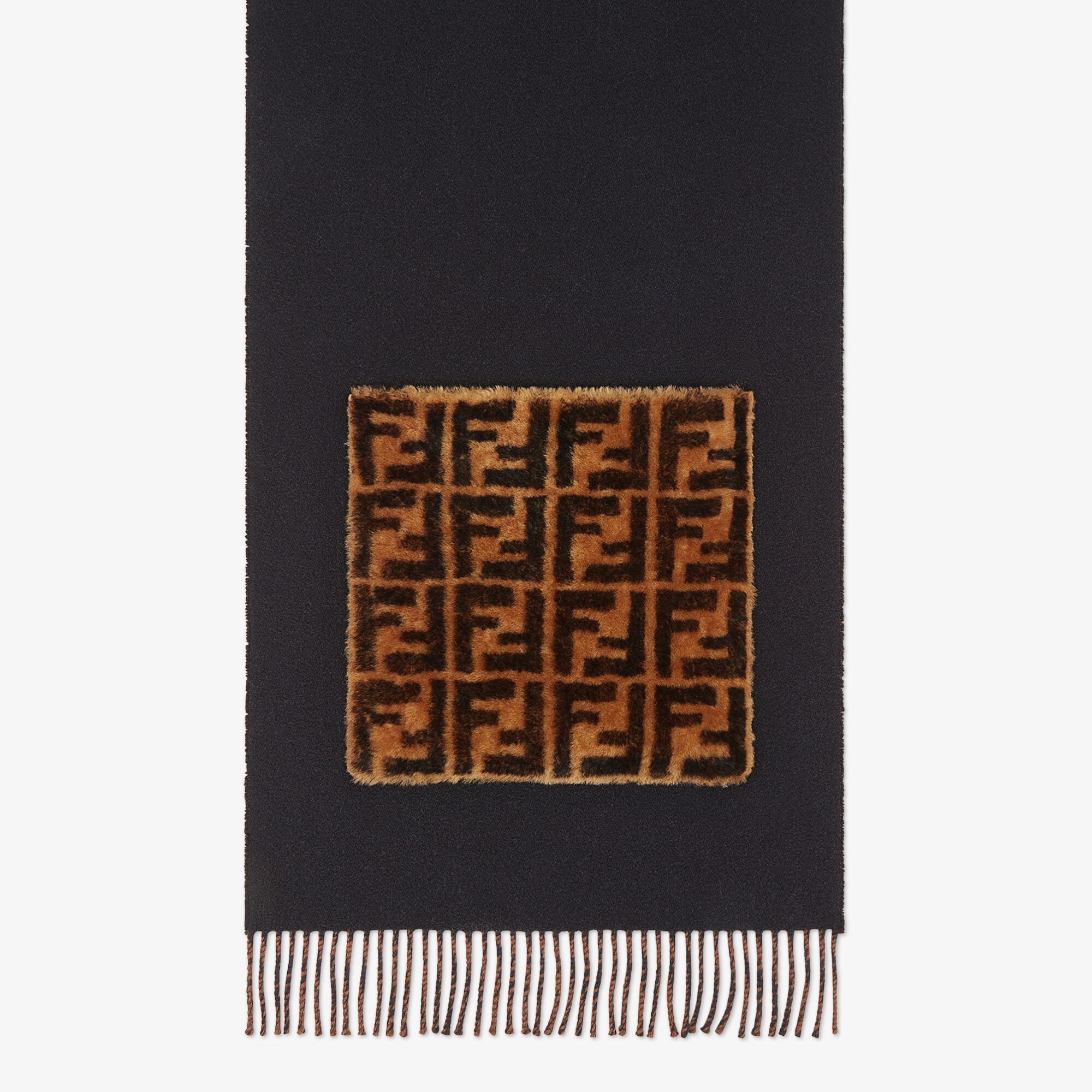 Touch Of Fur Scarf Black wool and cashmere scarf Fendi