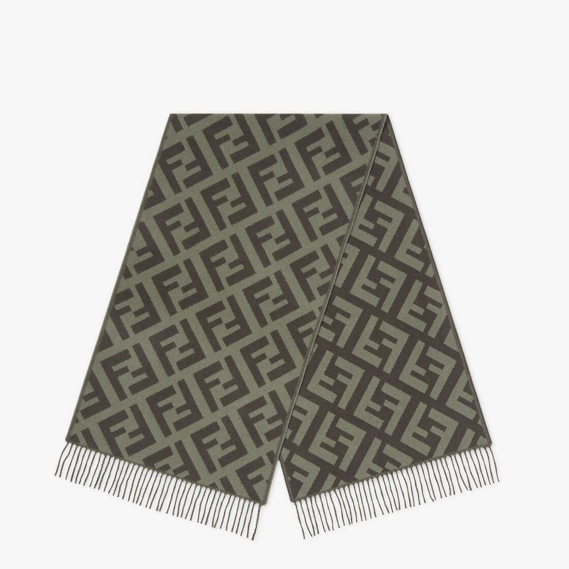 FENDI KIDS: wool scarf with FF jacquard monogram - Grey