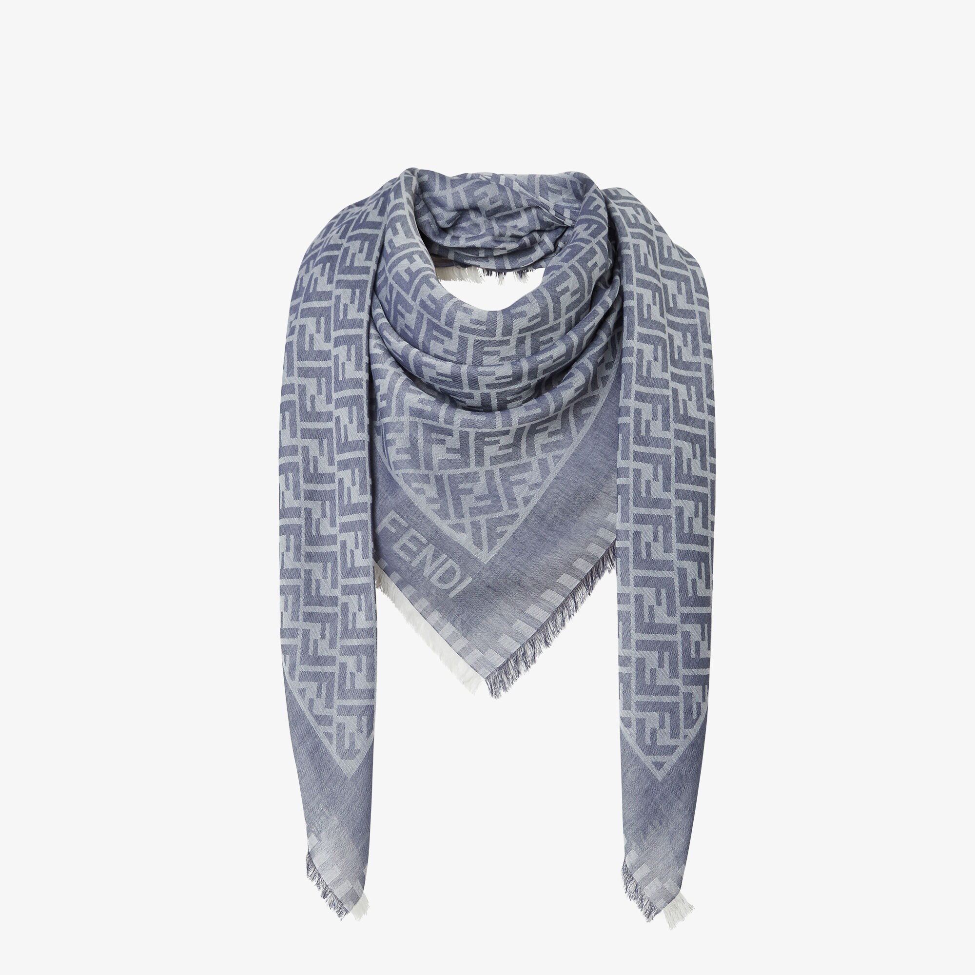 ヘアアクセサリー FENDI FF jacquard cotton shawl FF Shawl Wool Gray | Fendi