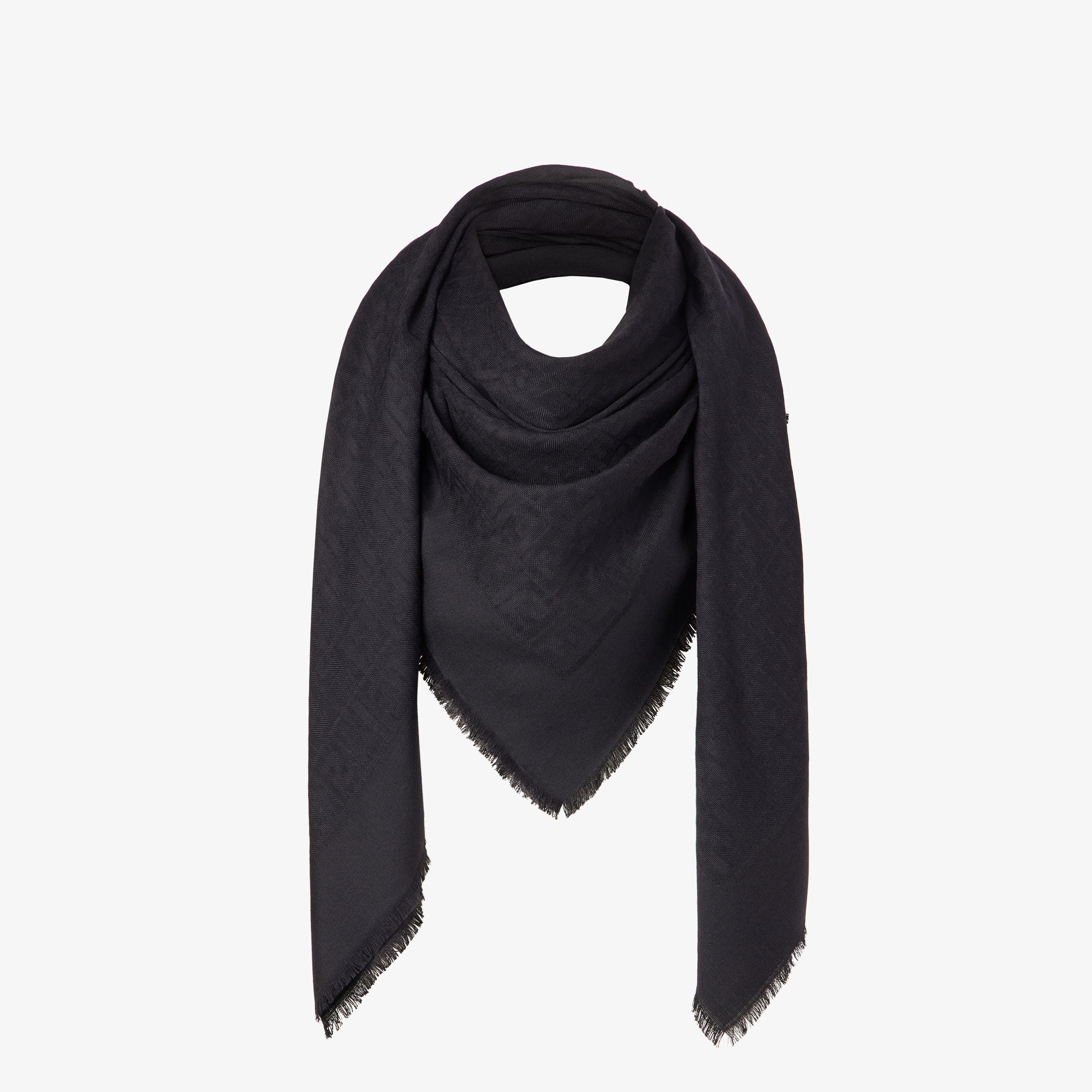 【限定値下げ‼️】 FENDI ストールブラックウールシルクフリンジ 正規品 FFショール - ブラック | FENDI JP