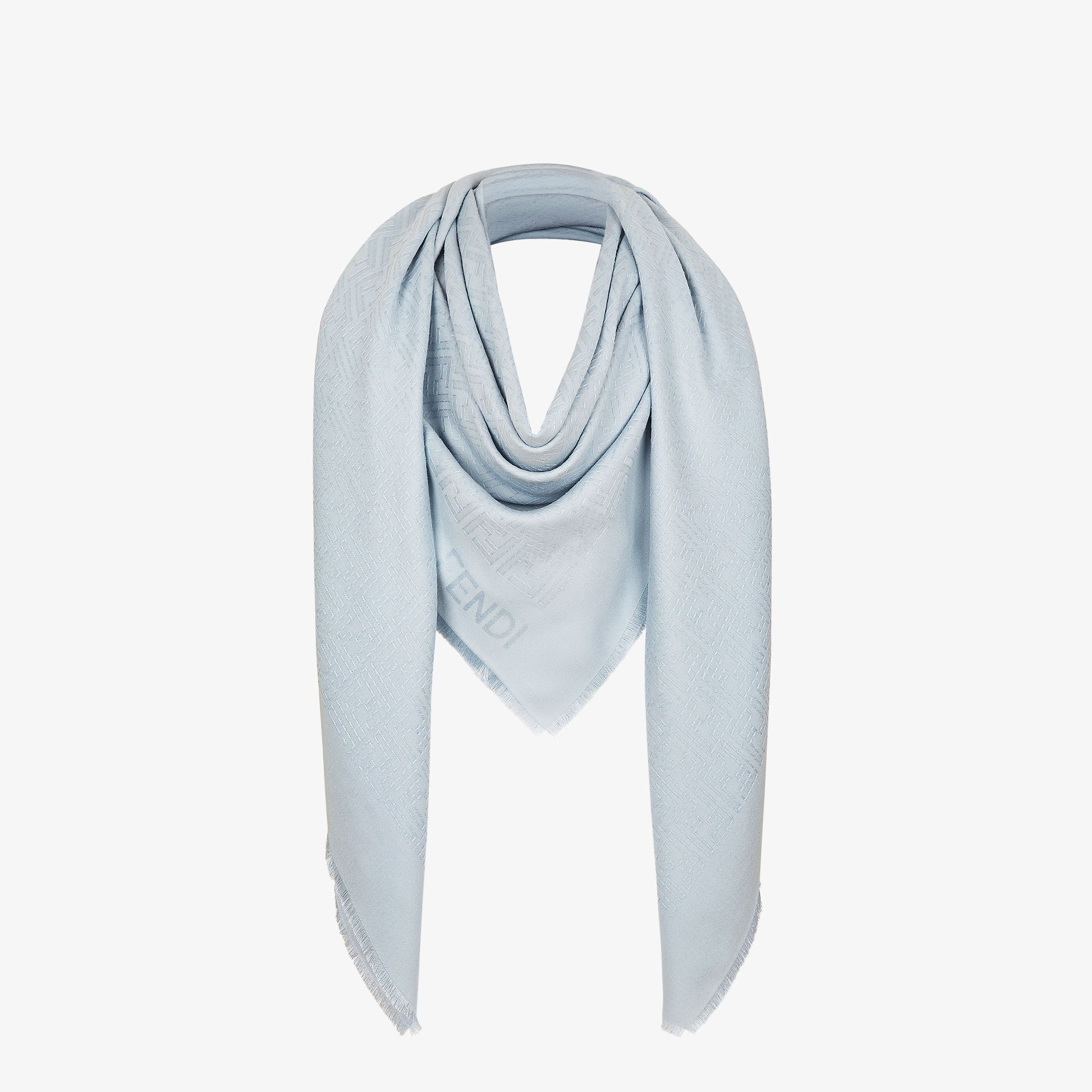ボレロ・ショール FENDI Light blue silk foulard FF Shawl Silk Light blue | Fendi