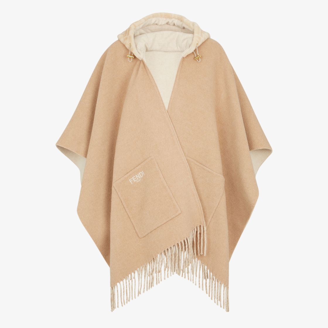 PonchoBeige wool and cashmere poncho